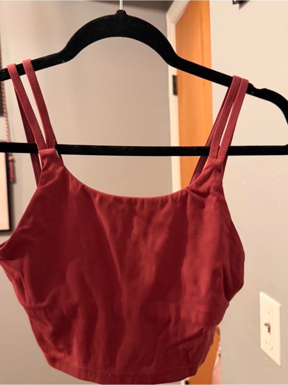 Double-Strap Cropped Tank Top in Deep Wine